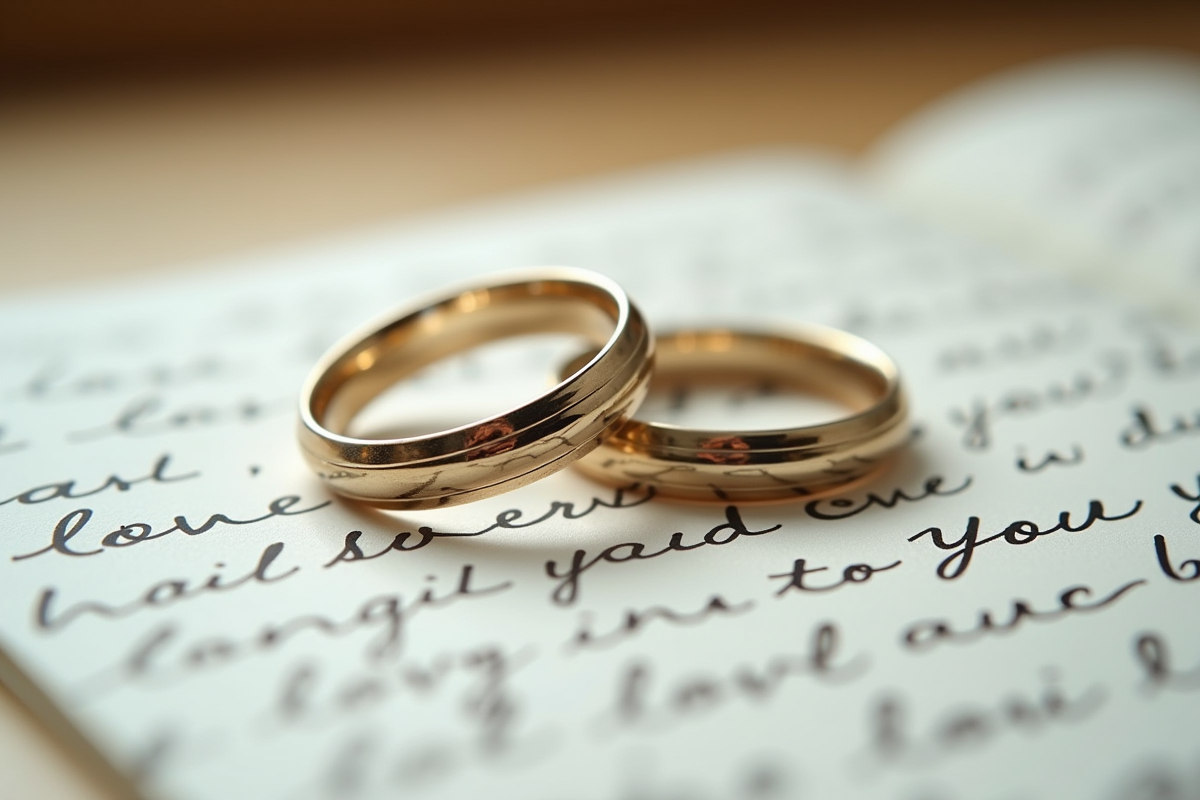 Alliances de mariage sur lettre d