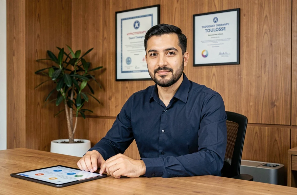 Orthophoniste et hypnopraticien Amer Safieddine dans son cabinet à Toulouse