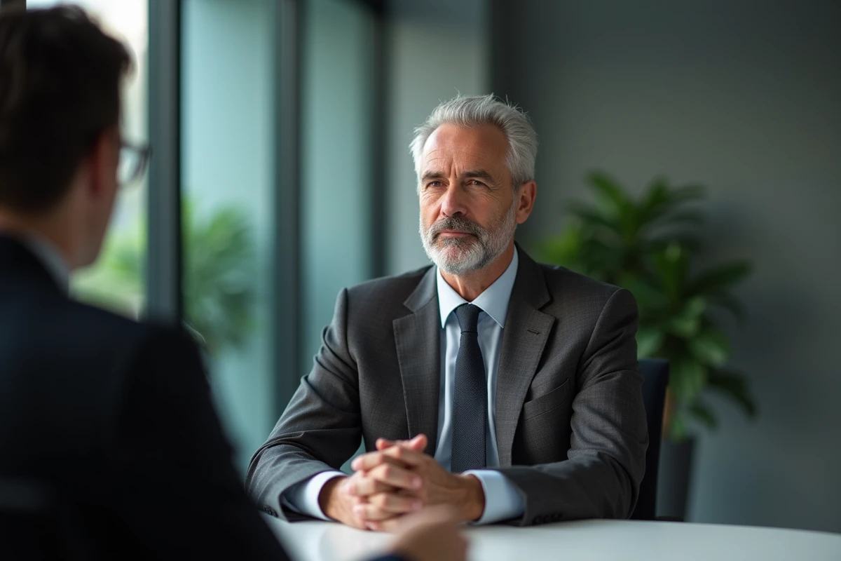 Animateur médiatique en entretien professionnel, incarnant la gestion des limites entre notoriété et vie privée