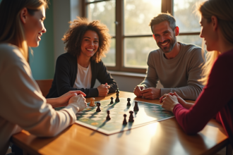 Famille diverse jouant à un jeu de société en famille