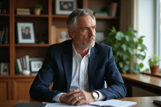 Animateur télévision dans son bureau privé, illustrant la frontière entre vie publique et vie privée